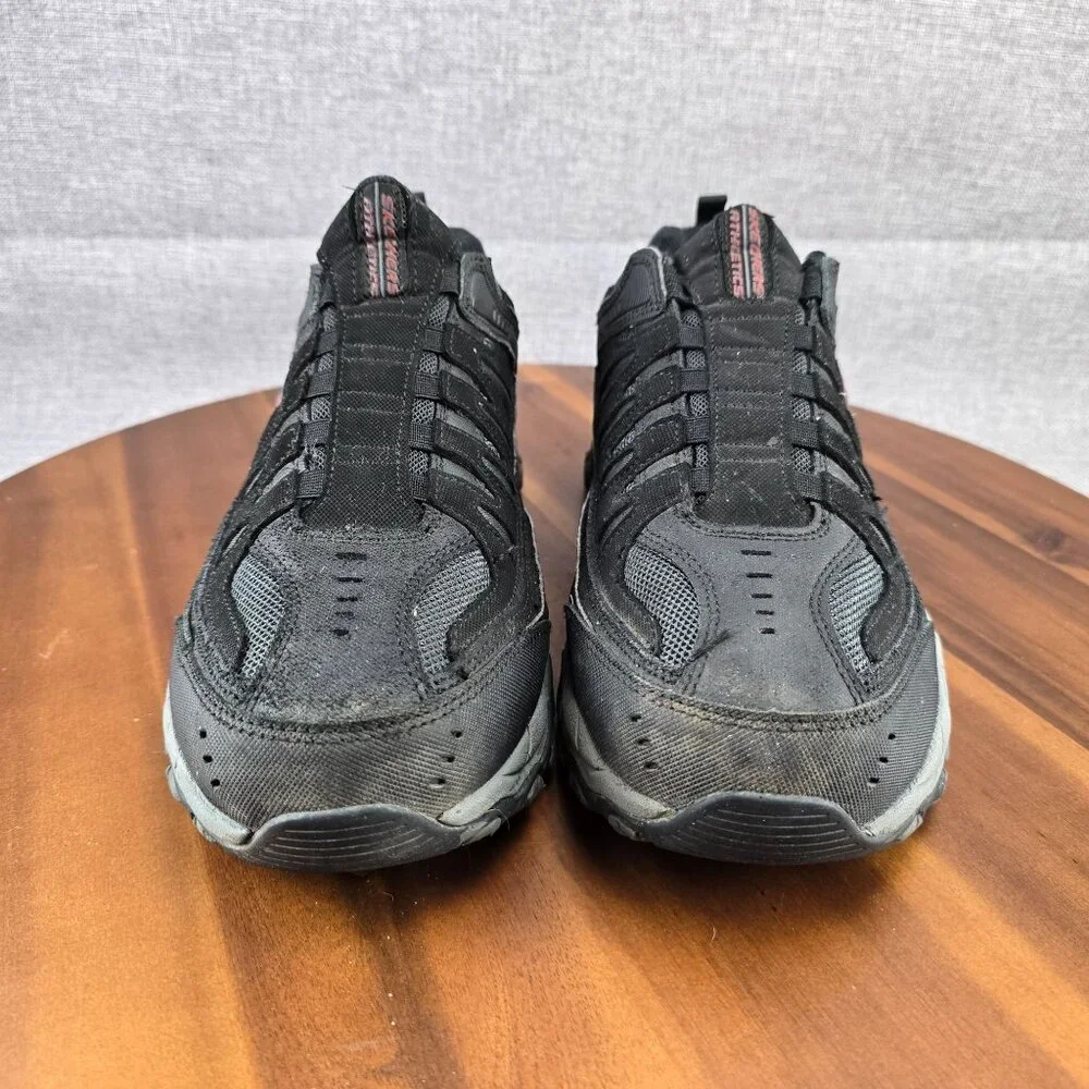 Skechers Mens Size 10 Athletic Sneakers Shoes Black Mesh & Leather Upper‎